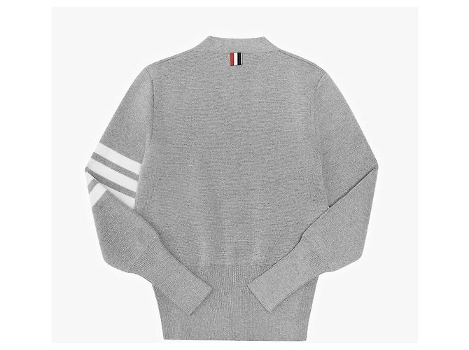 Thom Browne Stripe Milano Strick-Cardigan aus Merinowolle für Damen Silber - Ansicht 5