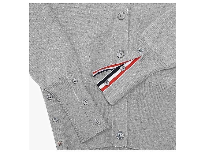 Thom Browne Stripe Milano Strick-Cardigan aus Merinowolle für Damen Silber - Ansicht 8