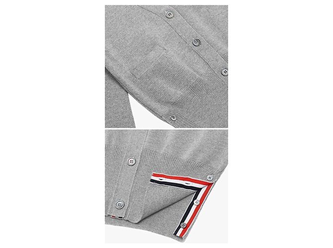 Thom Browne Stripe Milano Strick-Cardigan aus Merinowolle für Damen Silber - Ansicht 9