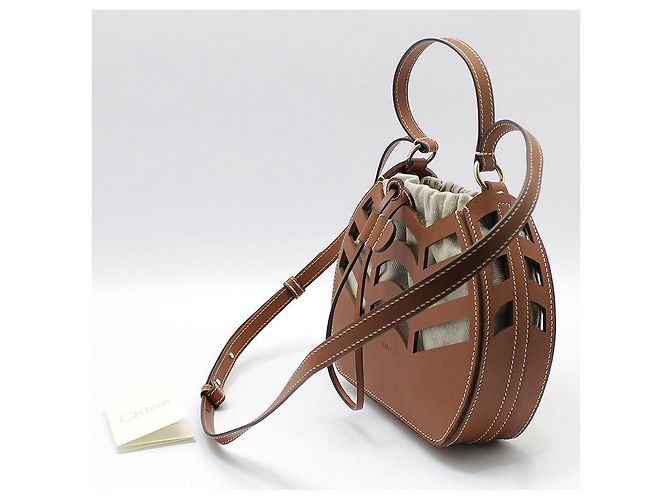 Chloé Piccola borsa a tracolla a secchiello rotonda marrone Cayenne - vista 2