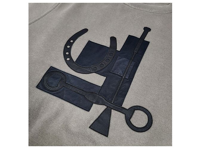 Hermès Leather Patch Fleece Sweatshirt Brown - view 3