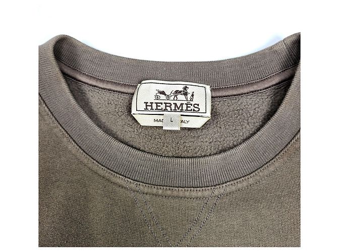 Hermès Leather Patch Fleece Sweatshirt Brown - view 4