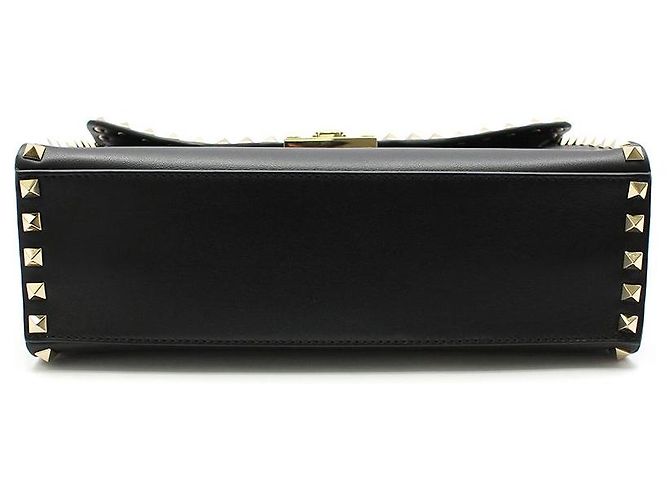 Valentino Piccola borsa a tracolla con manico singolo in pelle nera e Rockstud dorati Nero - vista 5