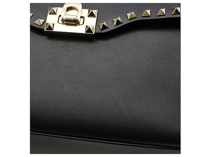 Valentino Piccola borsa a tracolla con manico singolo in pelle nera e Rockstud dorati Nero - vista 6