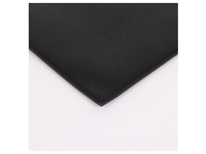 Thom Browne Clutch XL a tre strisce nera placcata oro Nero - vista 10