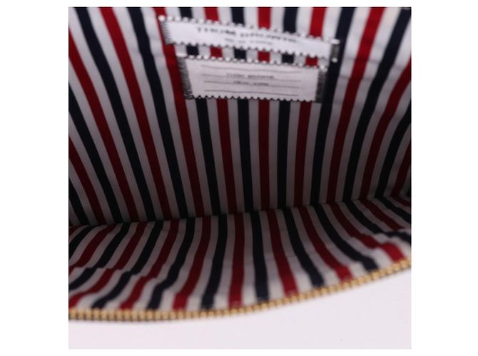 Thom Browne Clutch XL a tre strisce nera placcata oro Nero - vista 11
