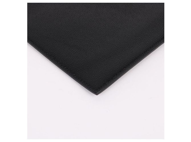 Thom Browne Clutch XL a tre strisce nera placcata oro Nero - vista 9