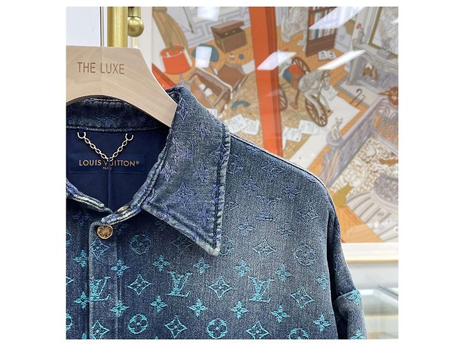 Louis Vuitton Camicia in denim a maniche corte con monogramma arcobaleno Multicolore - vista 3