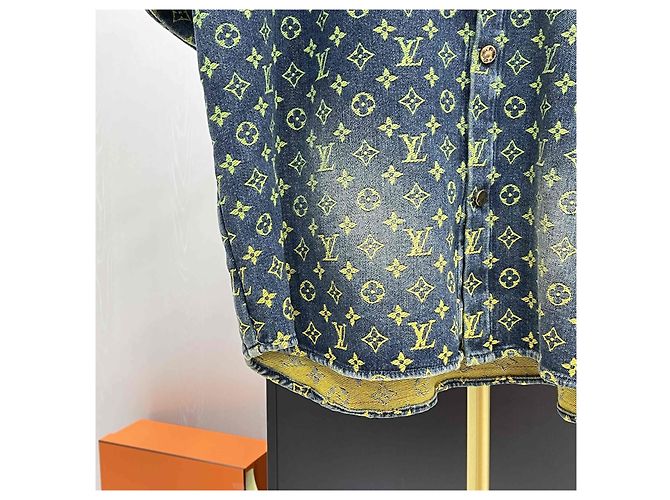 Louis Vuitton Camicia in denim a maniche corte con monogramma arcobaleno Multicolore - vista 4
