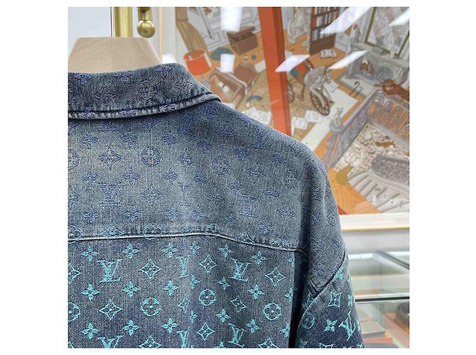 Louis Vuitton Camicia in denim a maniche corte con monogramma arcobaleno Multicolore - vista 6