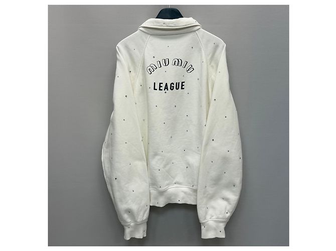 Miu Miu Sweatshirt mit Logo-Print und Strasssteinen Silber - Ansicht 5