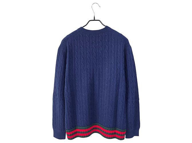 Gucci Web Strickjacke aus Kaschmir mit Zopfmuster Blau - Ansicht 2