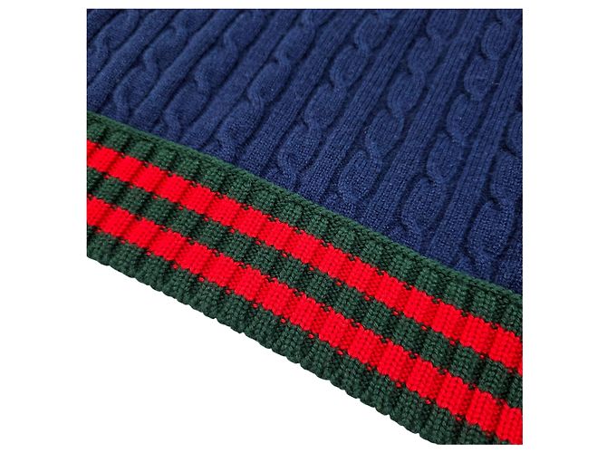 Gucci Web Strickjacke aus Kaschmir mit Zopfmuster Blau - Ansicht 3