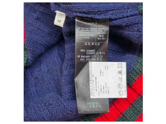 Gucci Web Strickjacke aus Kaschmir mit Zopfmuster Blau - Ansicht 5