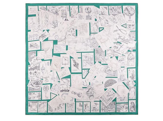 Hermès La sciarpa The Philatelist of the Faubourg Multicolore - vista 7