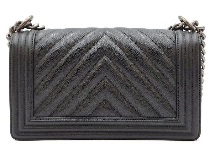 Chanel Borsa Boy Medium Caviar Chevron Black Series Nero - vista 8