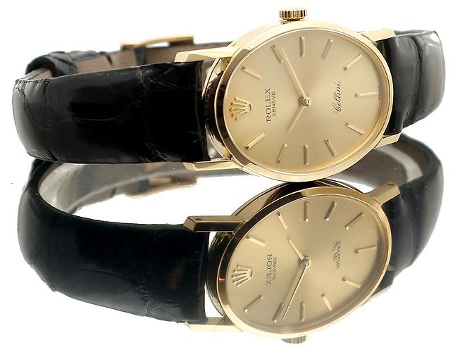 Rolex Reloj Cellini Small de cuero oval para mujer, Oro, Manual Negro - vista 19