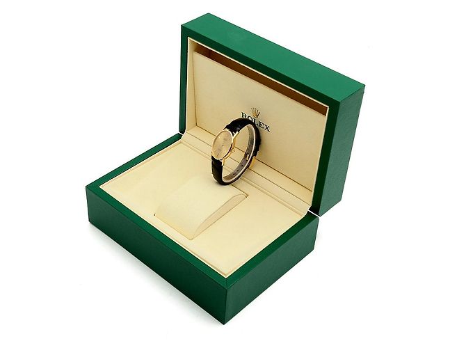 Rolex Reloj Cellini Small de cuero oval para mujer, Oro, Manual Negro - vista 26