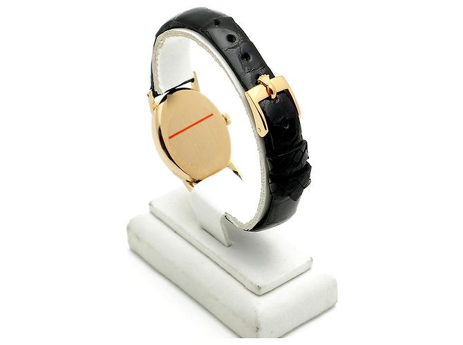 Rolex Reloj Cellini Small de cuero oval para mujer, Oro, Manual Negro - vista 5
