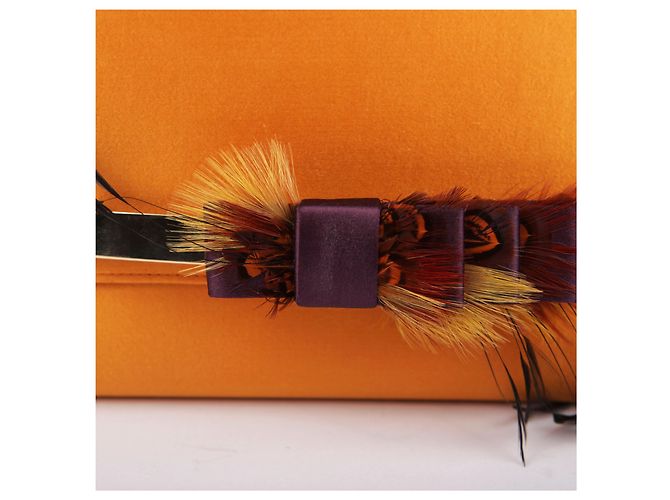 Jimmy Choo Clutch in pelle con nastro arancione - vista 2