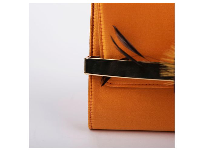Jimmy Choo Clutch in pelle con nastro arancione - vista 3