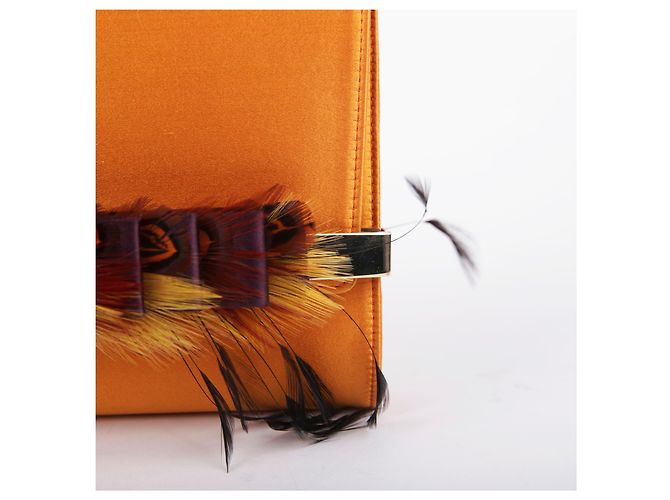 Jimmy Choo Clutch in pelle con nastro arancione - vista 4