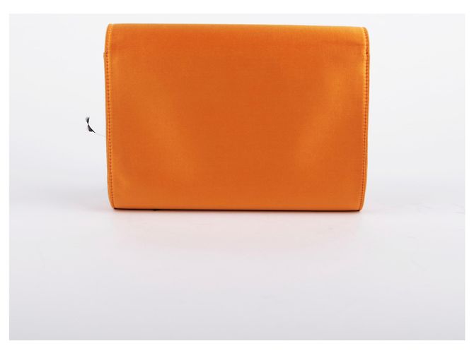 Jimmy Choo Clutch in pelle con nastro arancione - vista 5