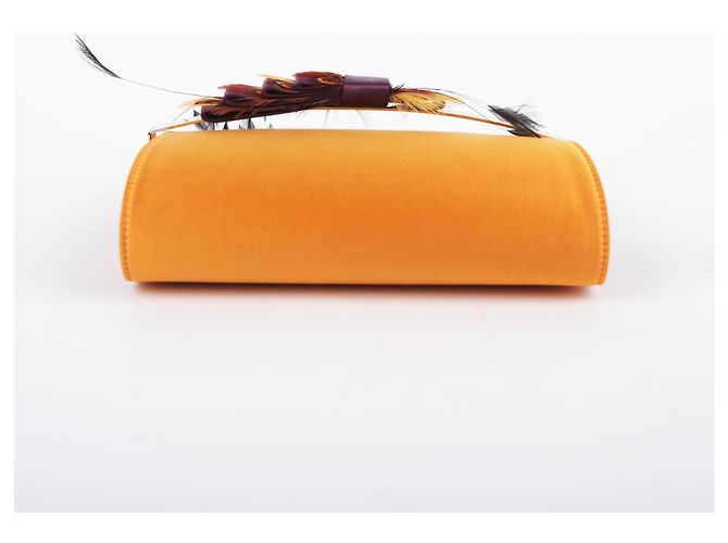 Jimmy Choo Clutch in pelle con nastro arancione - vista 6