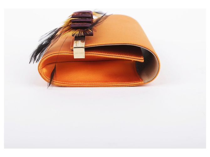 Jimmy Choo Clutch in pelle con nastro arancione - vista 7