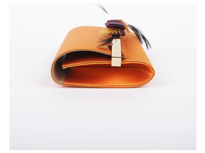 Jimmy Choo Clutch in pelle con nastro arancione - vista 9