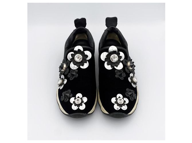 Fendi Slip-on con fiori perline nero - vista 2