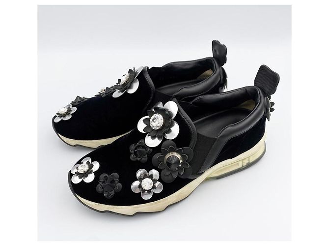 Fendi Slip-on con fiori perline nero - vista 3