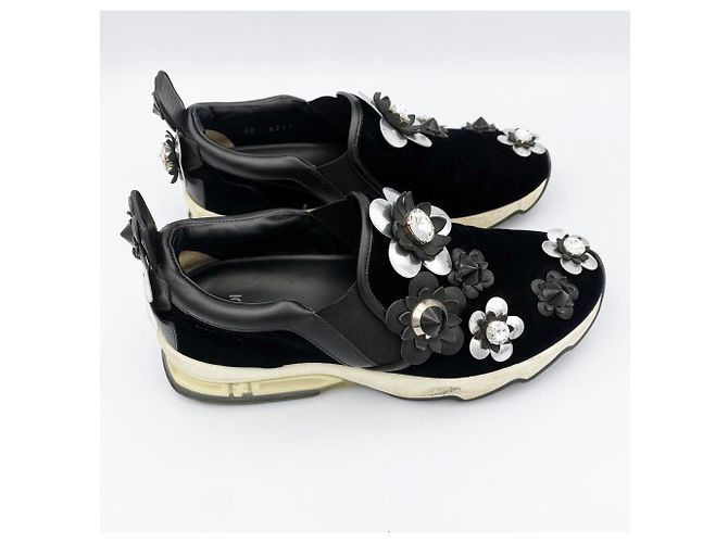Fendi Slip-on con fiori perline nero - vista 4