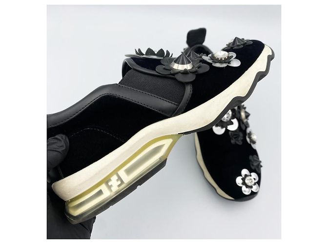 Fendi Slip-on con fiori perline nero - vista 6