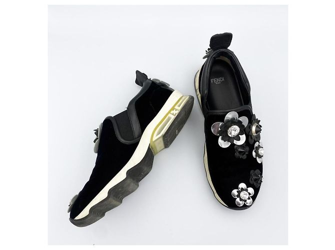 Fendi Slip-on con fiori perline nero - vista 7