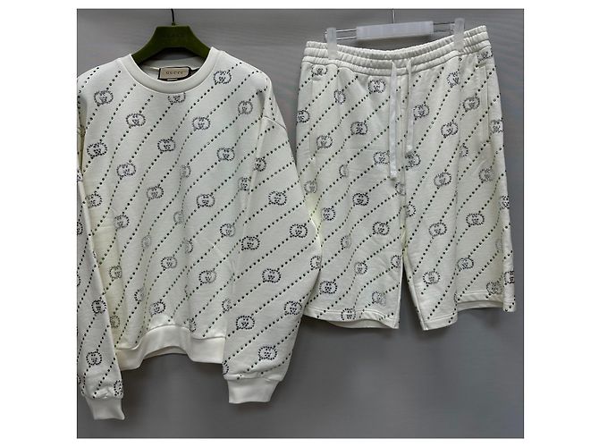 Gucci Stripe Interlocking Crystal Sweatshirt Silvery - view 2