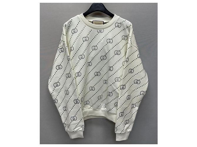 Gucci Stripe Interlocking Crystal Sweatshirt Silvery - view 3