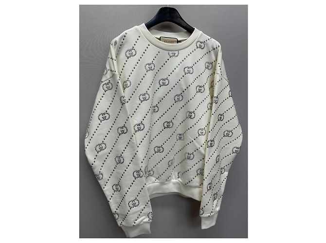 Gucci Stripe Interlocking Crystal Sweatshirt Silvery - view 4
