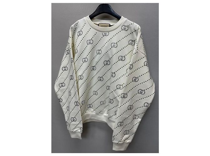 Gucci Stripe Interlocking Crystal Sweatshirt Silvery - view 5