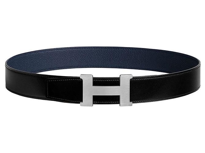 Hermès Constance Reversible Buckle Leather Strap Belt Blue - view 4