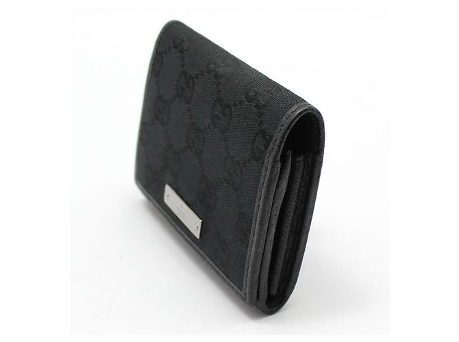 Gucci Portacarte in jacquard con logo GG nero e argentato - vista 2