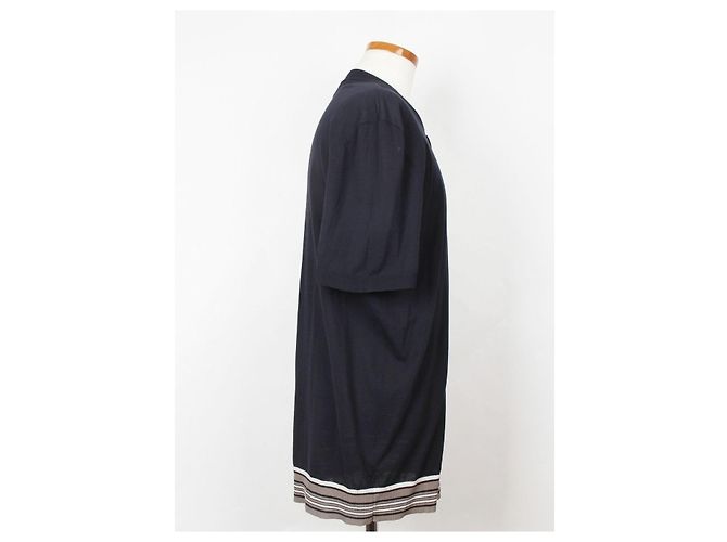 Hermès Strickshirt mit kurzen Ärmeln in Navy Blau - Ansicht 2