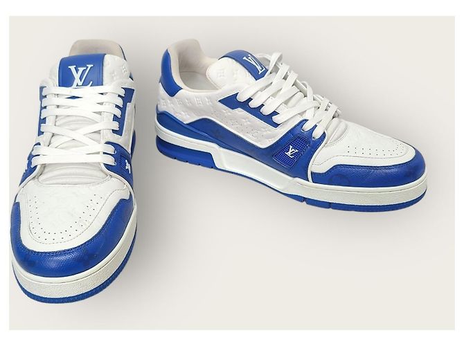 Louis Vuitton Sneakers Trainer Monogram LV blu - vista 4