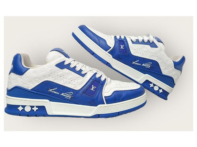 Louis Vuitton Sneakers Trainer Monogram LV blu - vista 5