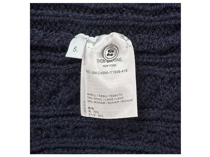 Thom Browne Diagonal Aran Zopfstrick-Cardigan Navy Blau - Ansicht 9