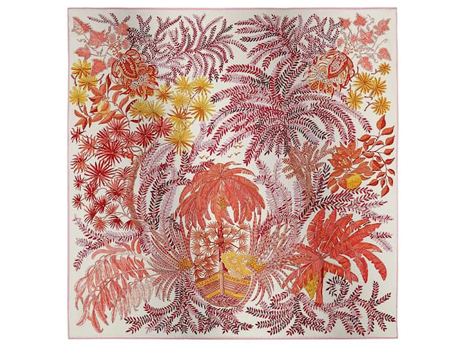 Hermès Sciarpa Le Jardin des Peintres Rosso - vista 4