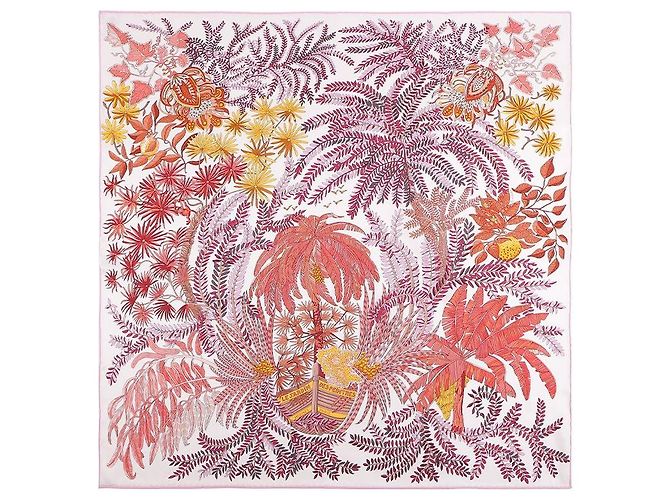 Hermès Sciarpa Le Jardin des Peintres Rosso - vista 7