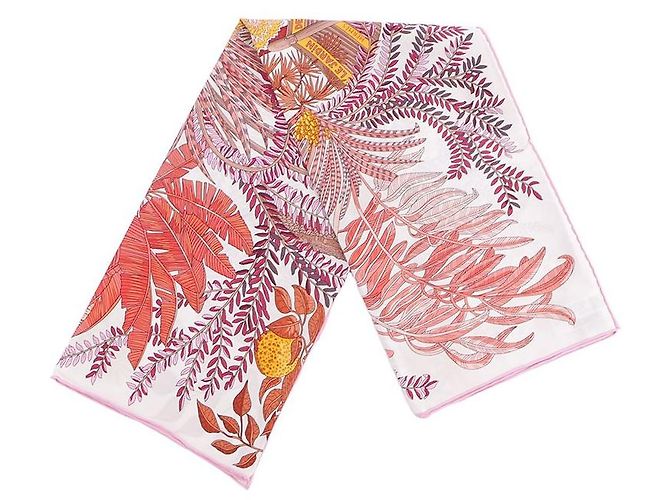 Hermès Sciarpa Le Jardin des Peintres Rosso - vista 8