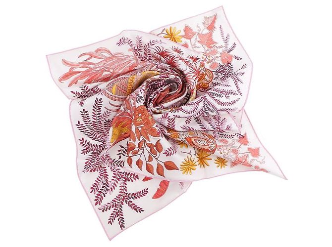 Hermès Sciarpa Le Jardin des Peintres Rosso - vista 9