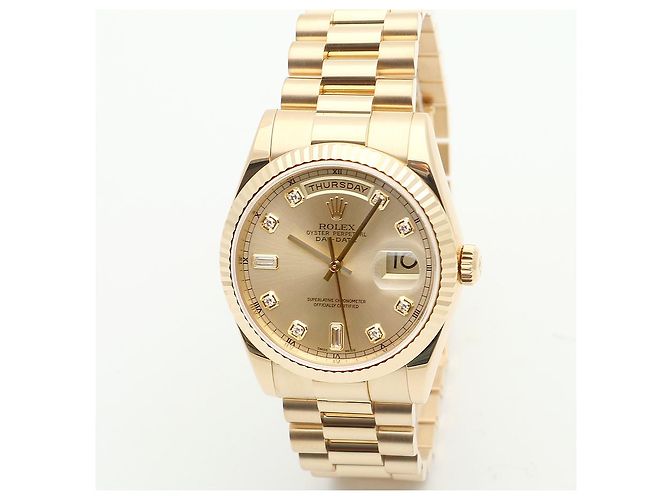 Rolex Orologio Day-Date in oro da uomo con diamanti originali e nuova fibbia D'oro - vista 10